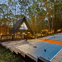 blue ridge ga a-frame cabin with private pickleball court and sauna