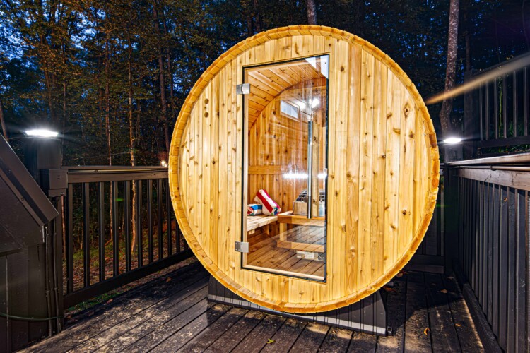 blue ridge ga a-frame cabin with private pickleball court and sauna