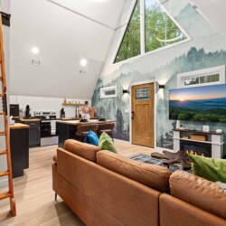 blue ridge ga a-frame cabin with private pickleball court and sauna