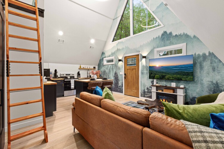 blue ridge ga a-frame cabin with private pickleball court and sauna