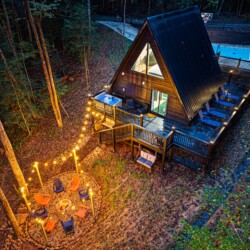 blue ridge ga a-frame cabin with private pickleball court and sauna
