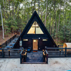 blue ridge ga a-frame cabin with private pickleball court and sauna