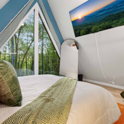 blue ridge ga a-frame cabin with private pickleball court and sauna