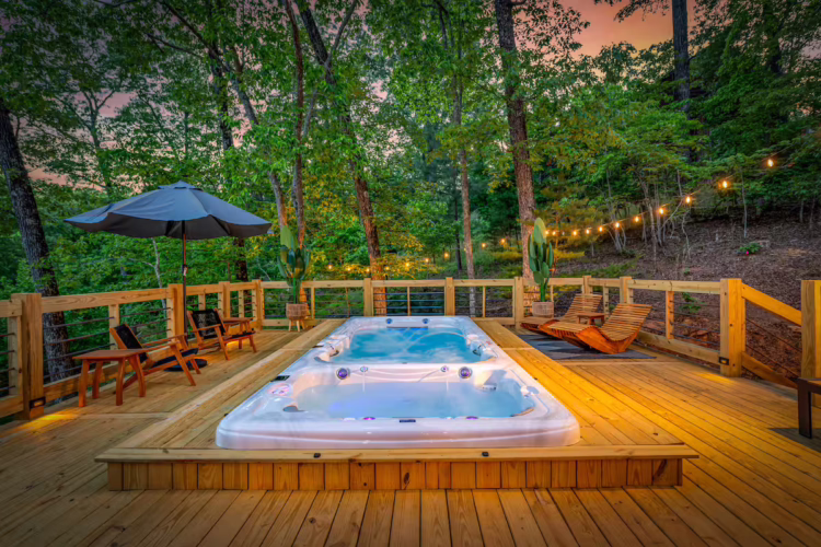 blue ridge georgia cabin with swim spa and sauna