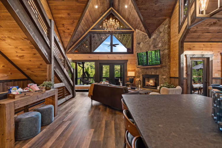 blue ridge georgia cabin with swim spa and sauna