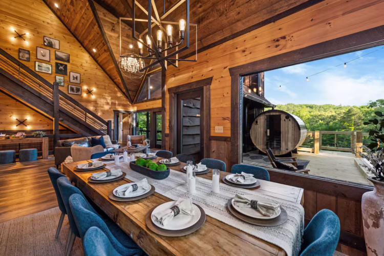 blue ridge georgia cabin with swim spa and sauna