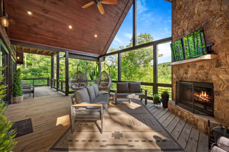 blue ridge georgia cabin with swim spa and sauna