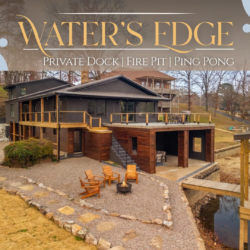 Book Waters Edge, a Lake Hamilton cabin rental featuring a private dock, hot tub, firepit, and spacious deck in Hot Springs, AR.