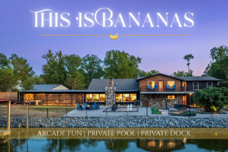 Book This Is Bananas, a 6-bedroom Lake Hamilton cabin rental with a private pool, game room, dock, and space for 20 guests in Hot Springs, AR