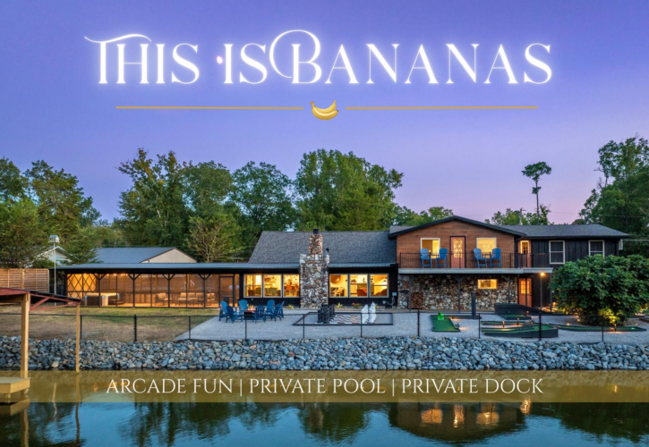 Book This Is Bananas, a 6-bedroom Lake Hamilton cabin rental with a private pool, game room, dock, and space for 20 guests in Hot Springs, AR