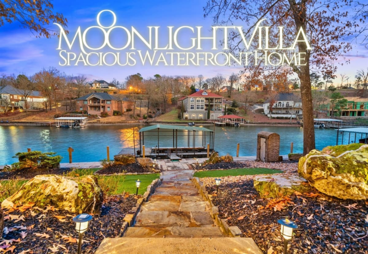 Book Moonlight Villa, a 5-bedroom Lake Hamilton cabin rental with direct water access, a private boat slip, game room, and deck in Hot Springs, AR.