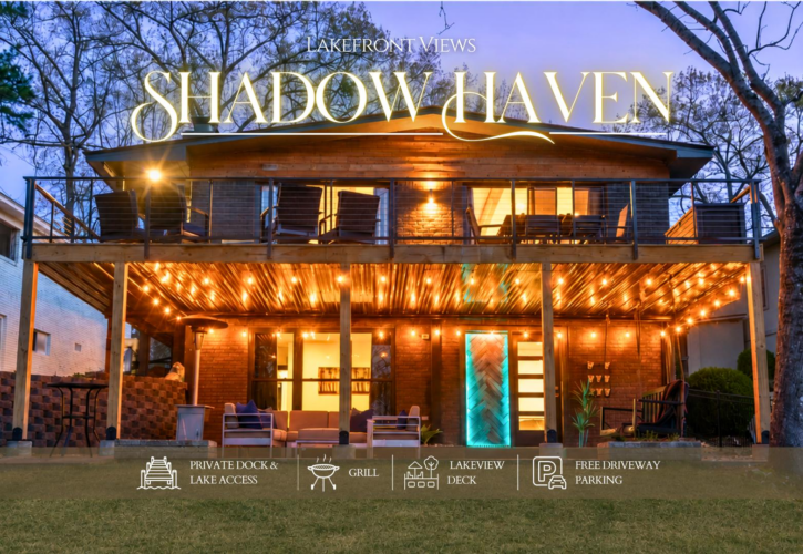 Shadow Haven on Lake Hamilton! Waterfront 4-bedroom rental with a private dock, boat slip, two-level deck, gas grill, and coffee bar