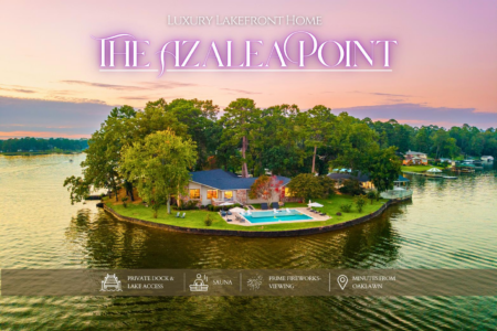 Book The Azalea Point on Lake Hamilton! Luxury 3-bedroom waterfront home with a private pool, sauna, 2 covered boat slips, dock, and firepits.