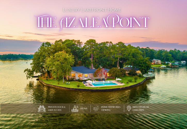 Book The Azalea Point on Lake Hamilton! Luxury 3-bedroom waterfront home with a private pool, sauna, 2 covered boat slips, dock, and firepits.